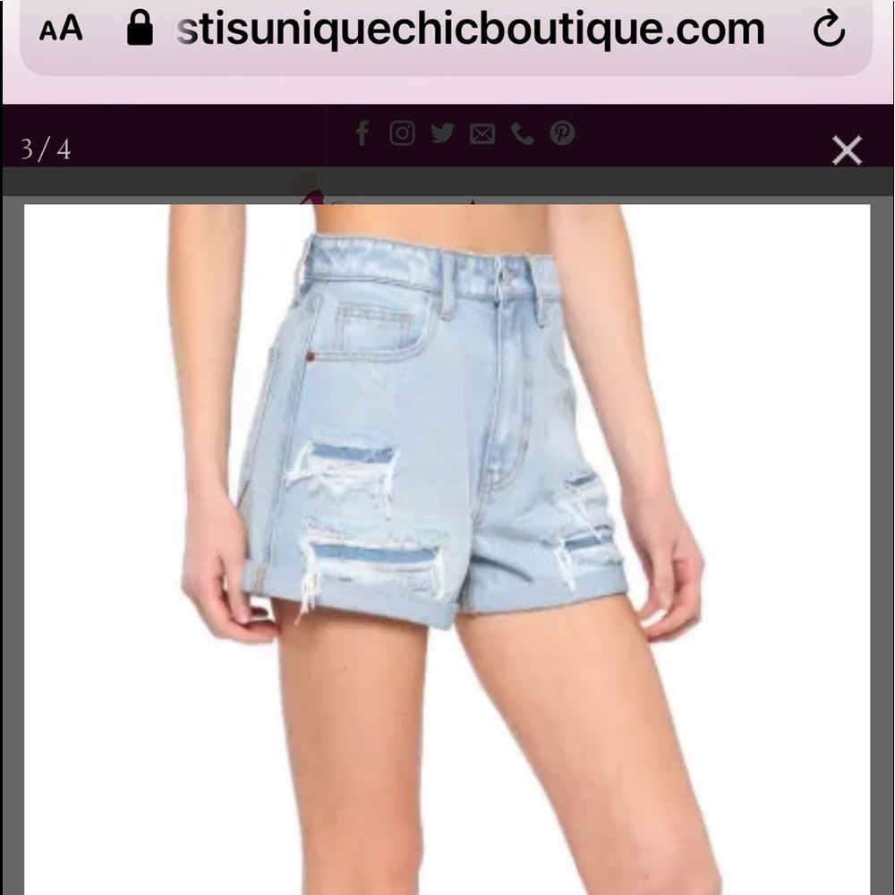 High Rise Distress Shorts